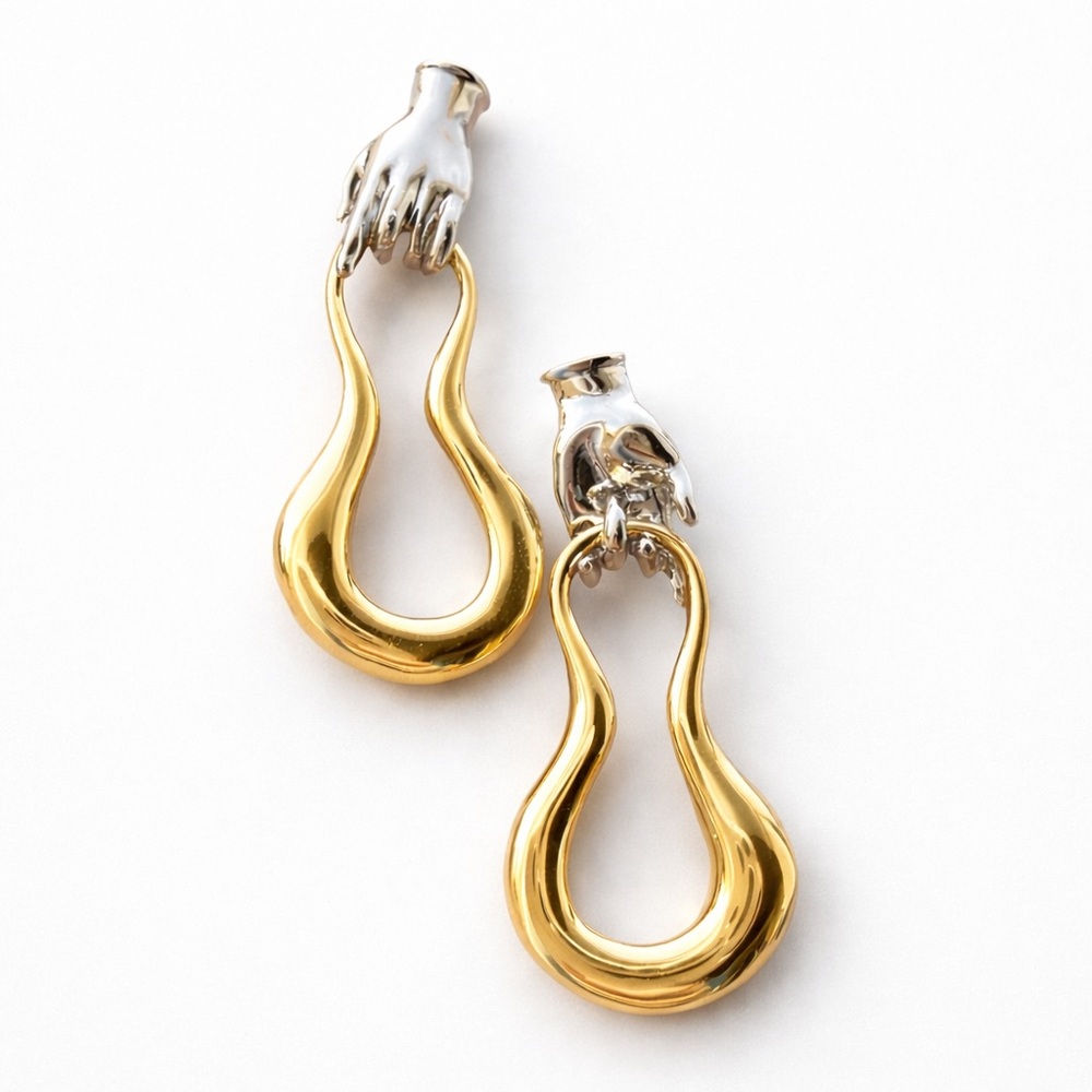 Sculptural Hand Drop Earrings